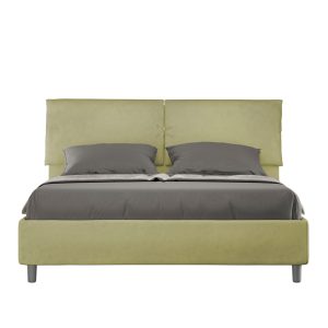 Letto matrimoniale contenitore doppia alzata imbottito 160x190 microfibra tè verde Mados