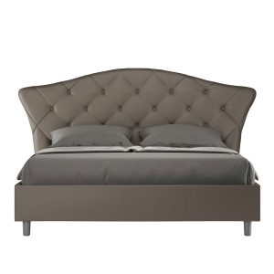 Letto matrimoniale contenitore doppia alzata imbottito 160x210 similpelle cappuccino Langre