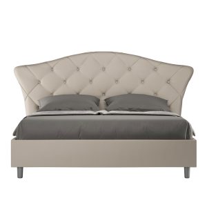 Letto matrimoniale contenitore doppia alzata imbottito 160x210 similpelle tortora Langre
