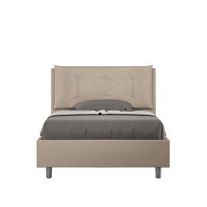 Letto una piazza e mezza contenitore imbottito 120x210 similpelle tortora Annalisa Large