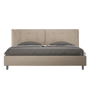 Letto matrimoniale king size contenitore imbottito 200x210 similpelle tortora Annalisa Large