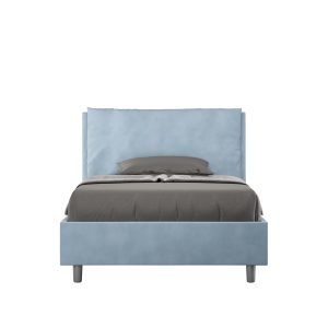 Letto una piazza e mezza contenitore imbottito 130x190 microfibra azzurro Antea Large