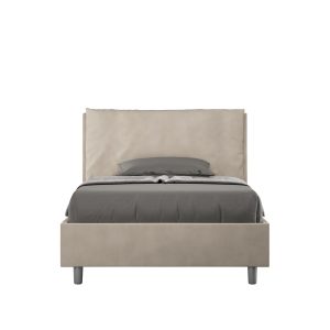 Letto una piazza e mezza contenitore imbottito 130x190 microfibra sabbia Antea Large
