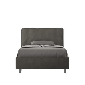 Letto una piazza e mezza contenitore imbottito 130x190 microfibra grigio Antea Large