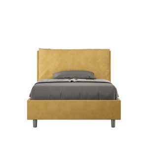 Letto una piazza e mezza contenitore imbottito 130x190 microfibra ocra Antea Large