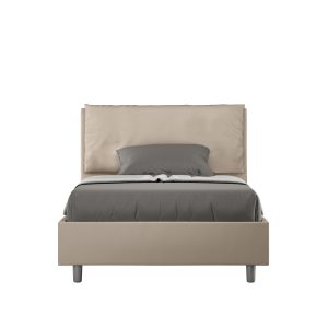Letto una piazza e mezza senza rete imbottito 120x200 similpelle tortora Antea Large