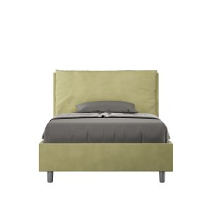 Letto una piazza e mezza contenitore imbottito 130x190 microfibra tè verde Antea Large