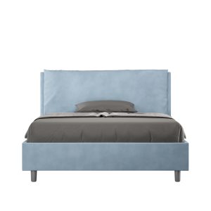 Letto matrimoniale francese contenitore imbottito 140x210 microfibra azzurro Antea Large