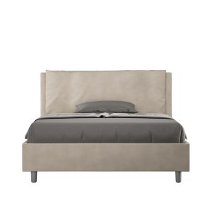 Letto matrimoniale francese contenitore imbottito 140x210 microfibra sabbia Antea Large