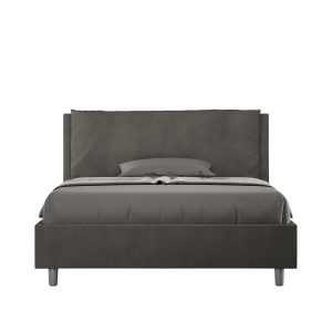 Letto matrimoniale francese contenitore imbottito 140x210 microfibra grigio Antea Large