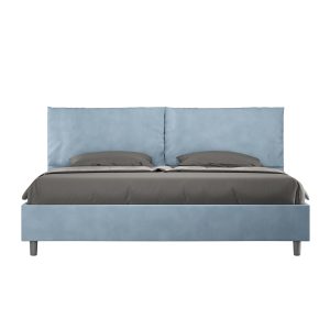 Letto matrimoniale king size con rete imbottito 190x210 microfibra azzurro Antea Large
