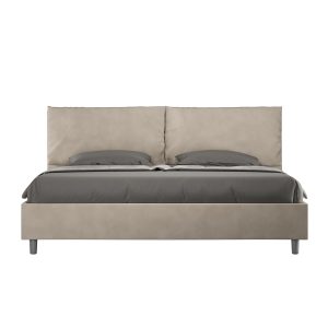 Letto matrimoniale king size con rete imbottito 190x210 microfibra sabbia Antea Large