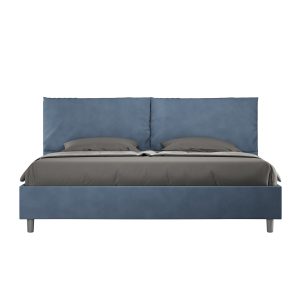 Letto matrimoniale king size con rete imbottito 190x210 microfibra blu Antea Large