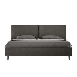 Letto matrimoniale king size con rete imbottito 190x210 microfibra grigio Antea Large