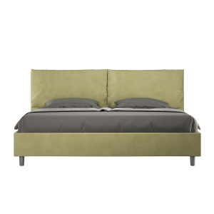 Letto matrimoniale king size con rete imbottito 190x210 microfibra tè verde Antea Large