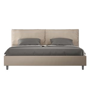Letto matrimoniale king size contenitore imbottito 200x210 similpelle tortora Antea Large
