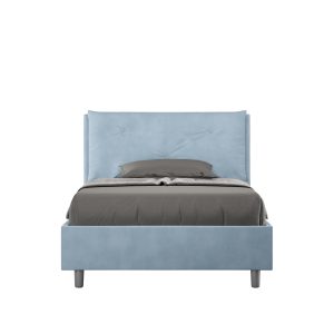 Letto una piazza e mezza contenitore imbottito 120x210 microfibra azzurro Appia Large