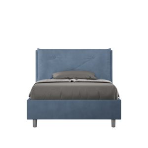 Letto una piazza e mezza contenitore imbottito 120x210 microfibra blu Appia Large