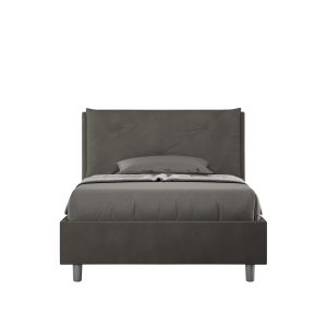 Letto una piazza e mezza contenitore imbottito 120x210 microfibra grigio Appia Large