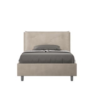 Letto una piazza e mezza contenitore imbottito 120x210 microfibra sabbia Appia Large