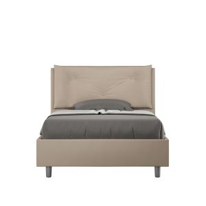 Letto una piazza e mezza senza rete imbottito 120x190 similpelle tortora Appia Large