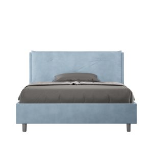 Letto matrimoniale francese contenitore imbottito 140x210 microfibra azzurro Appia Large