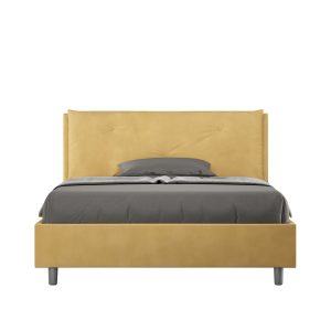 Letto matrimoniale francese contenitore imbottito 140x210 microfibra ocra Appia Large