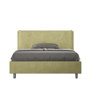 Letto matrimoniale francese contenitore imbottito 140x210 microfibra tè verde Appia Large