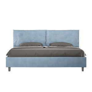 Letto matrimoniale king size contenitore imbottito 190x210 microfibra azzurro Appia Large