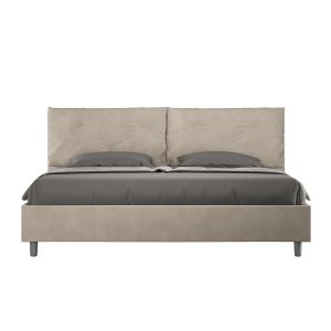 Letto matrimoniale king size contenitore imbottito 190x210 microfibra sabbia Appia Large