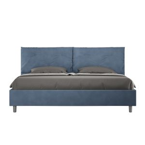 Letto matrimoniale king size contenitore imbottito 190x210 microfibra blu Appia Large