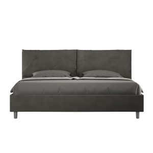 Letto matrimoniale king size contenitore imbottito 190x210 microfibra grigio Appia Large