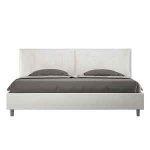 Letto matrimoniale king size contenitore imbottito 200x210 similpelle bianco Appia Large