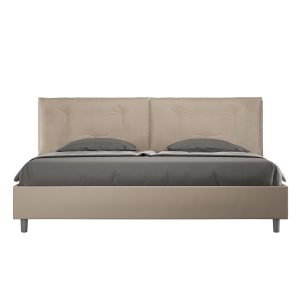 Letto matrimoniale king size contenitore imbottito 200x210 similpelle tortora Appia Large