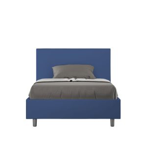 Letto una piazza e mezza senza rete imbottito 120x190 similpelle blu Adele