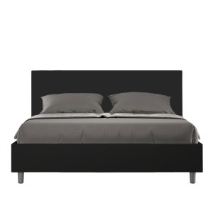 Letto senza rete imbottito 160x190 similpelle nero Adele