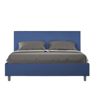 Letto senza rete imbottito 160x190 similpelle blu Adele
