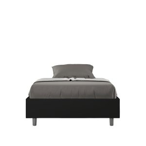 Letto una piazza e mezza senza rete imbottito 120x190 similpelle nero Azelia