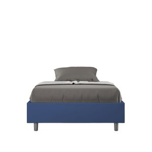 Letto una piazza e mezza senza rete imbottito 120x190 similpelle blu Azelia