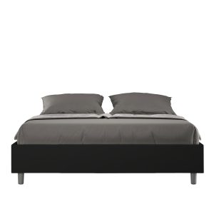 Letto senza rete imbottito 160x190 similpelle nero Azelia