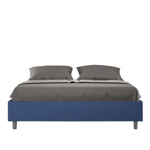 Letto senza rete imbottito 160x190 similpelle blu Azelia